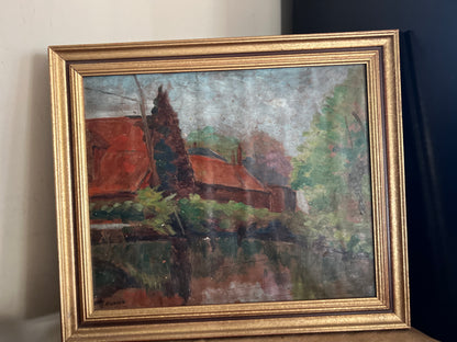 Vintage Oil Painting, French Village Study. Brocante Find, French Home Decor. BrocanteArt- County Living