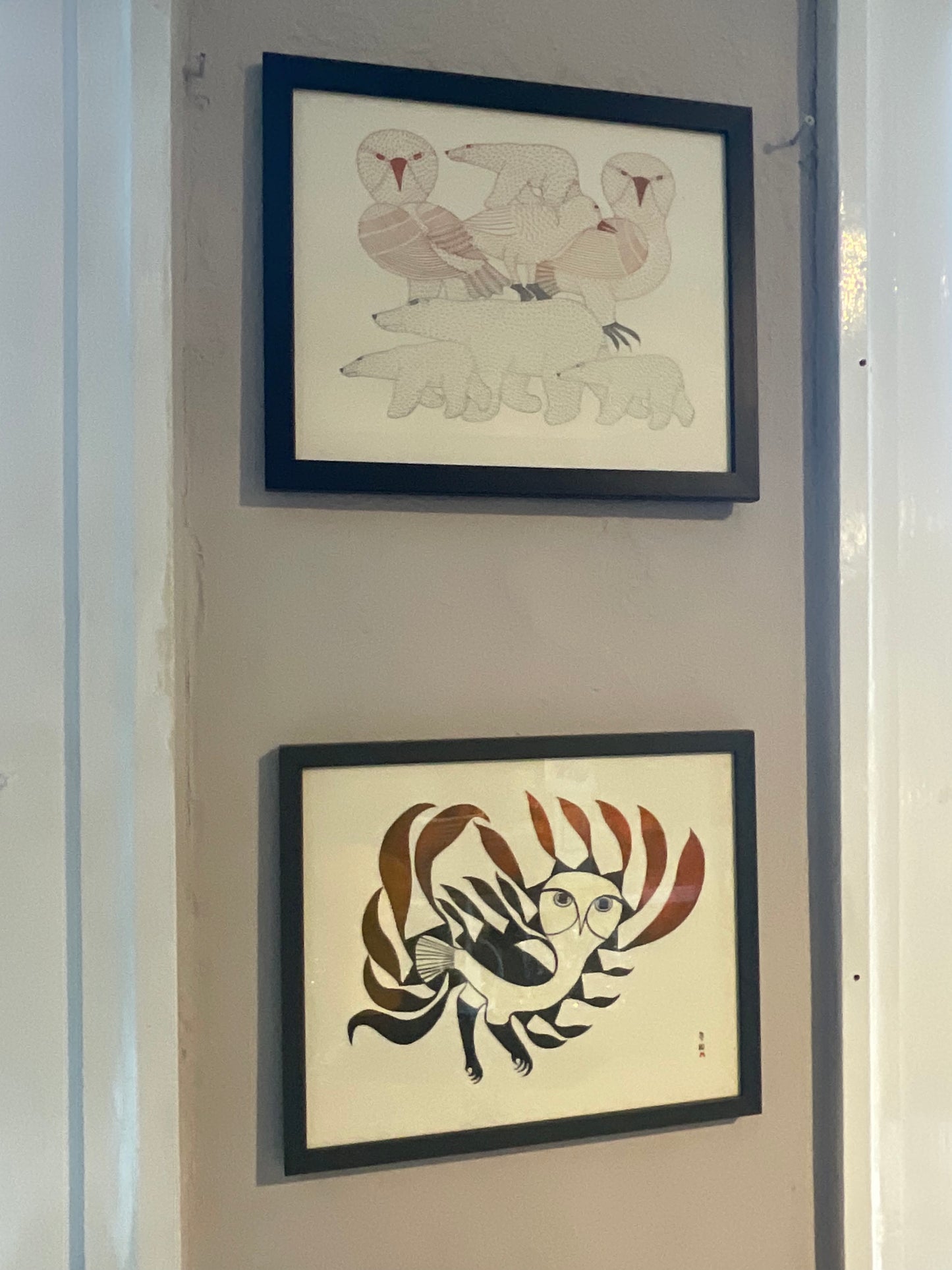 2 x vintage frame prints by kenojuak ashevak