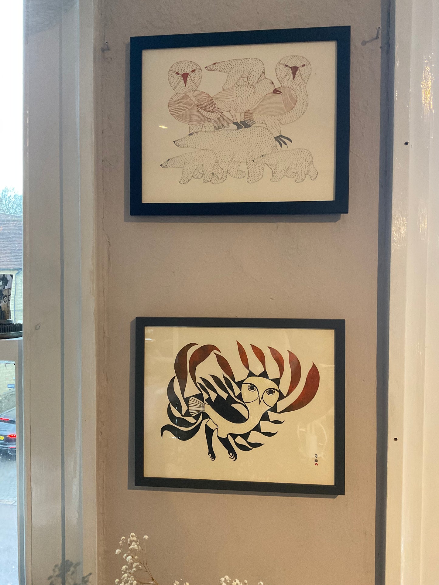 2 x vintage frame prints by kenojuak ashevak