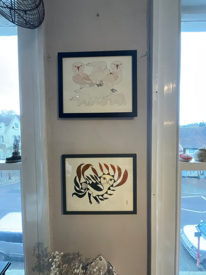 2 x vintage frame prints by kenojuak ashevak