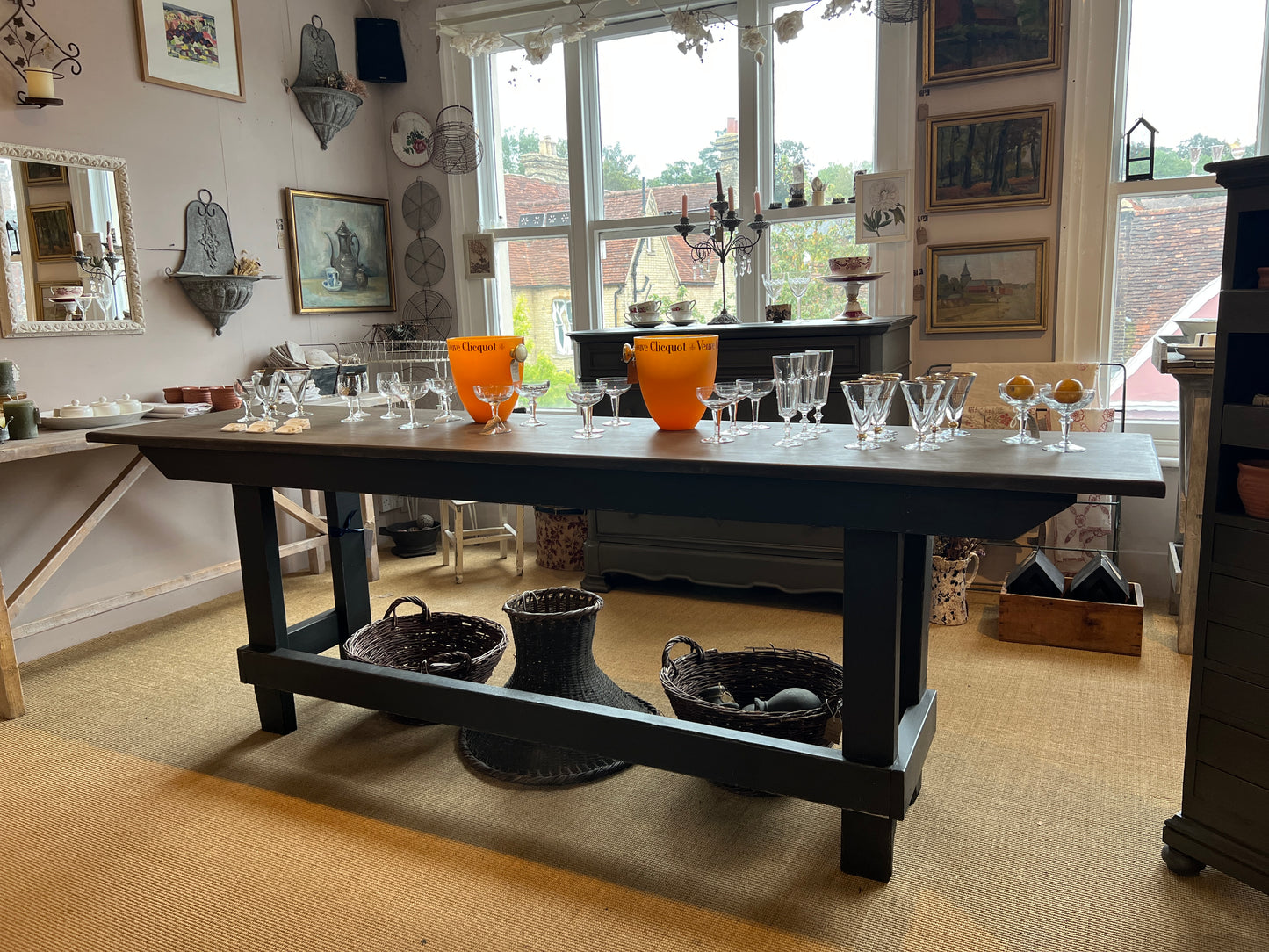 Antique table, Work bench / room divider / console table 1900s