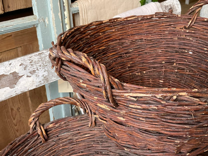 Vintage Harvest Baskets, French Apple Holders, Wicker Baskets/ French Decor