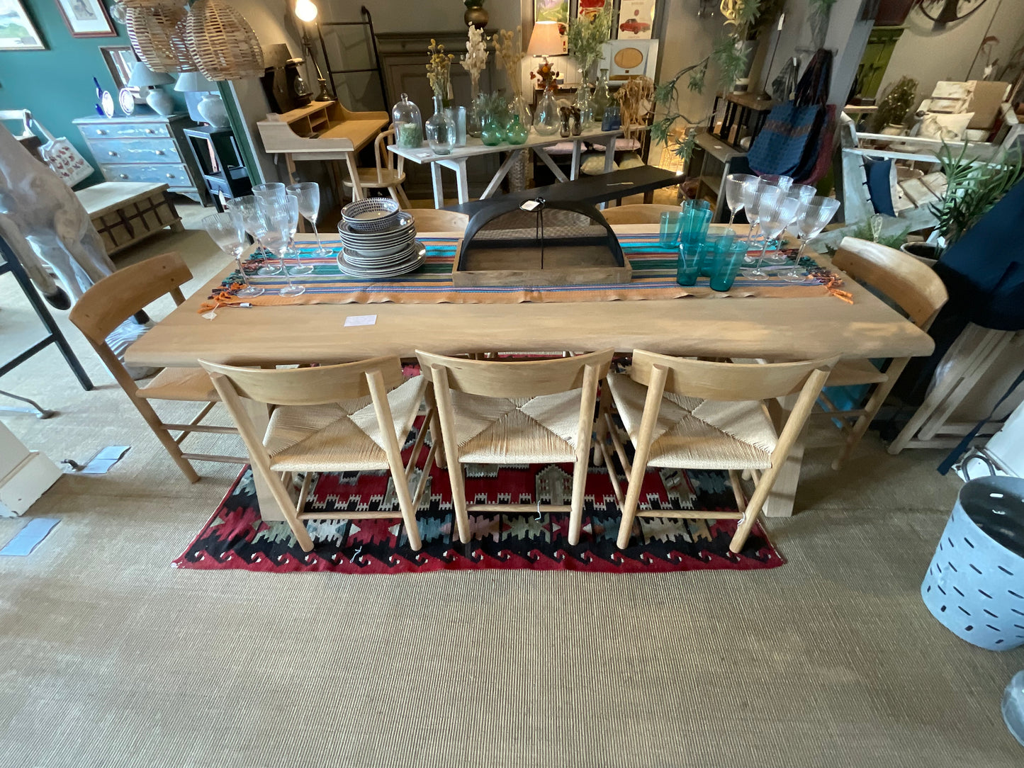 Wooden dining table and chairs