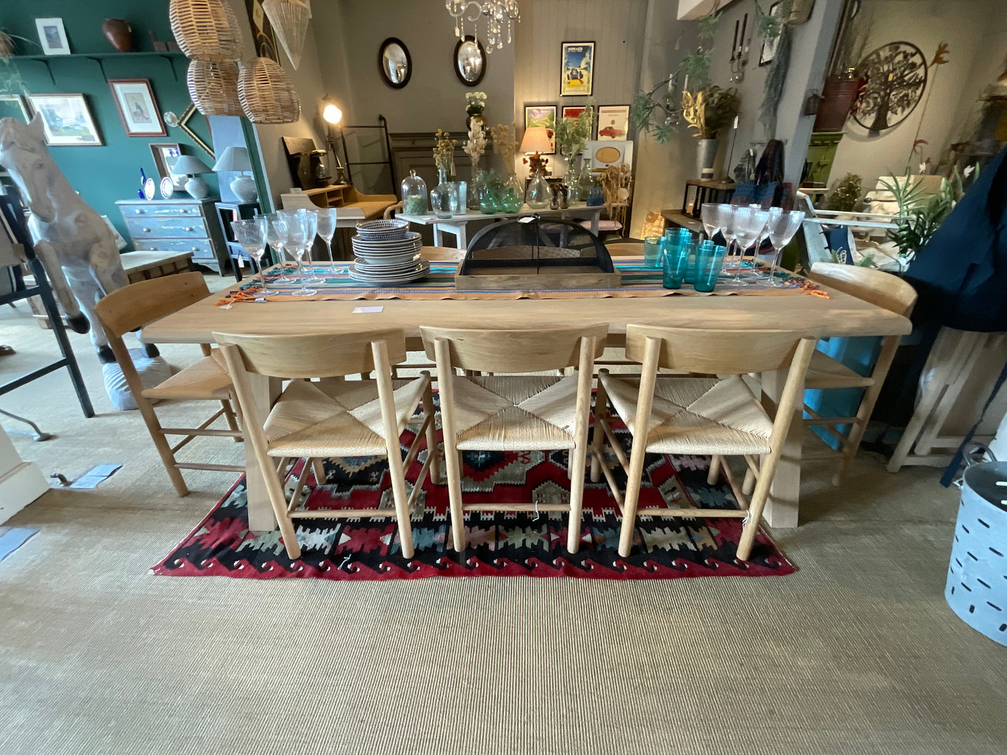 Wooden dining table and chairs