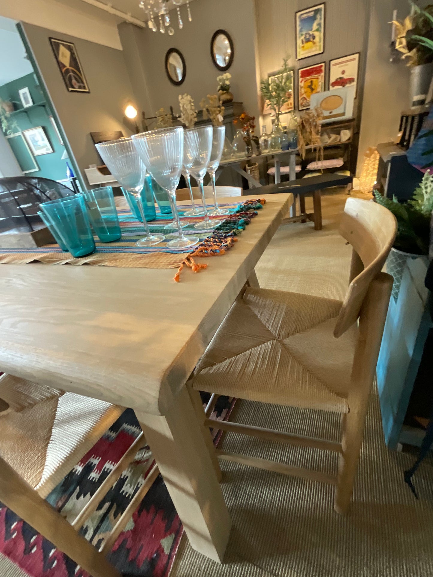 Wooden dining table and chairs