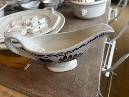 Vintage Gravy Boat, French faience Creamer Jug. Hand painted floral pattern, Sayce Dish, Provençal Dinner Table Kitchen